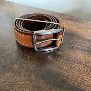 Nautica Brown & Tan Leather Belt Men’s Size 36 Casual Dress Double Stitch Belt